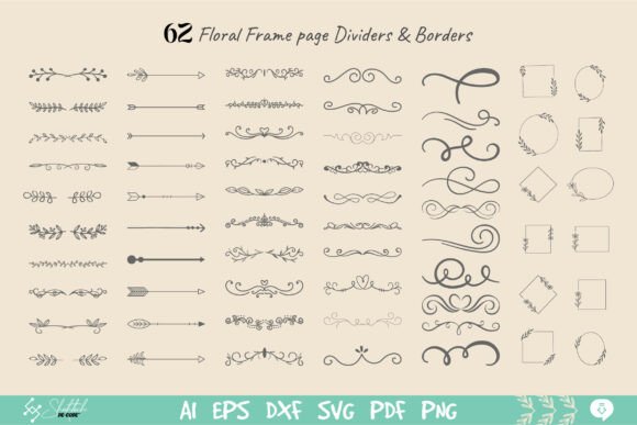 Floral Frame Page Dividers & Borders SVG
