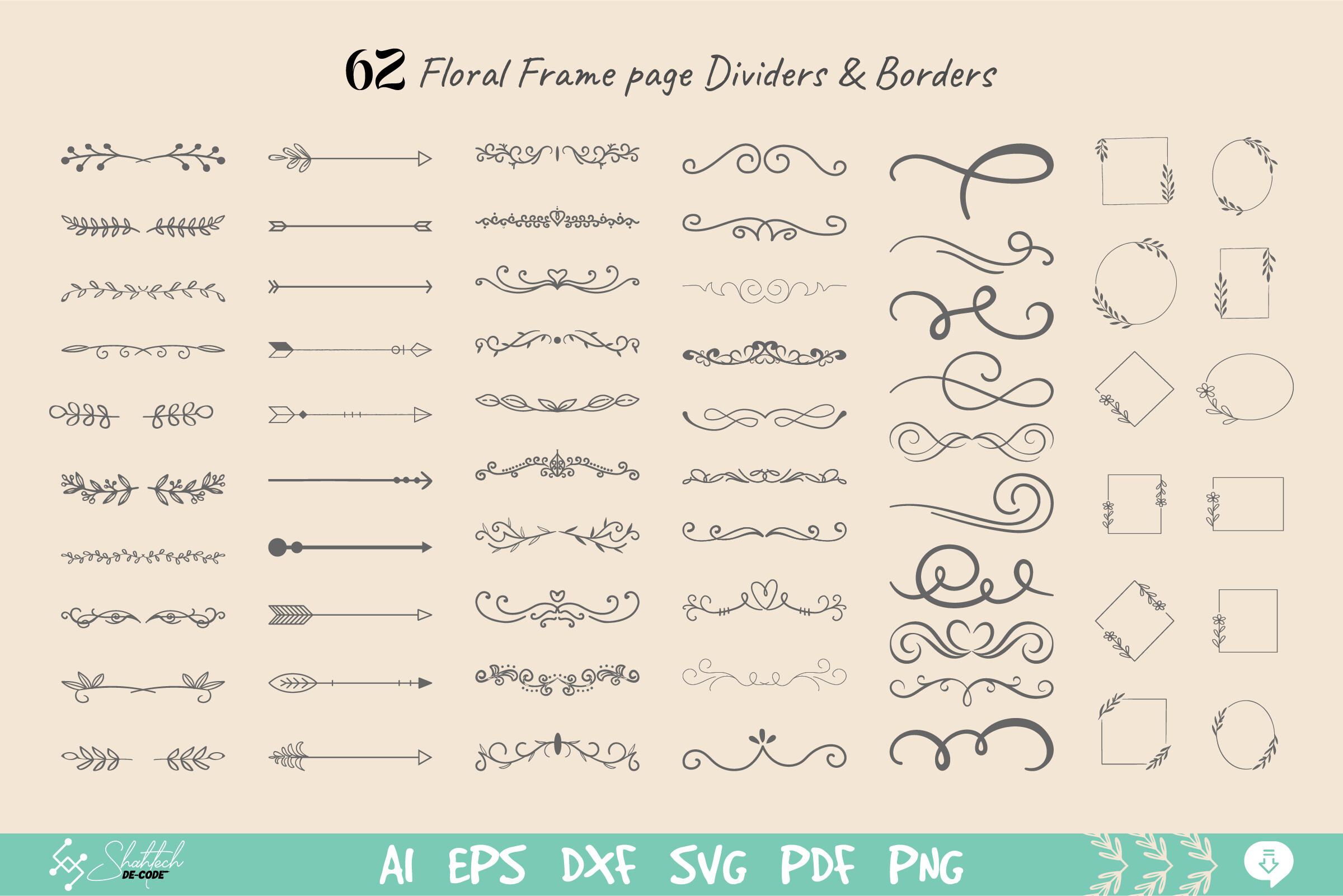Floral Frame Page Dividers & Borders SVG