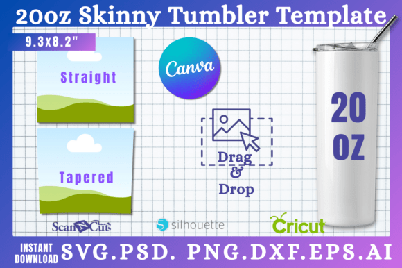 Full 20oz Tumbler Wrap Templates SVG