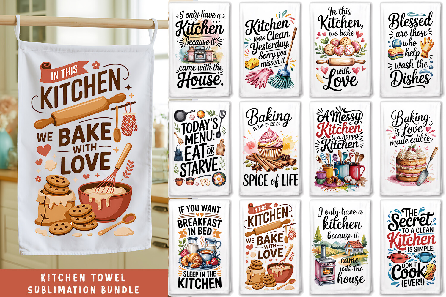 Funny Kitchen Towel Sublimation Bundle