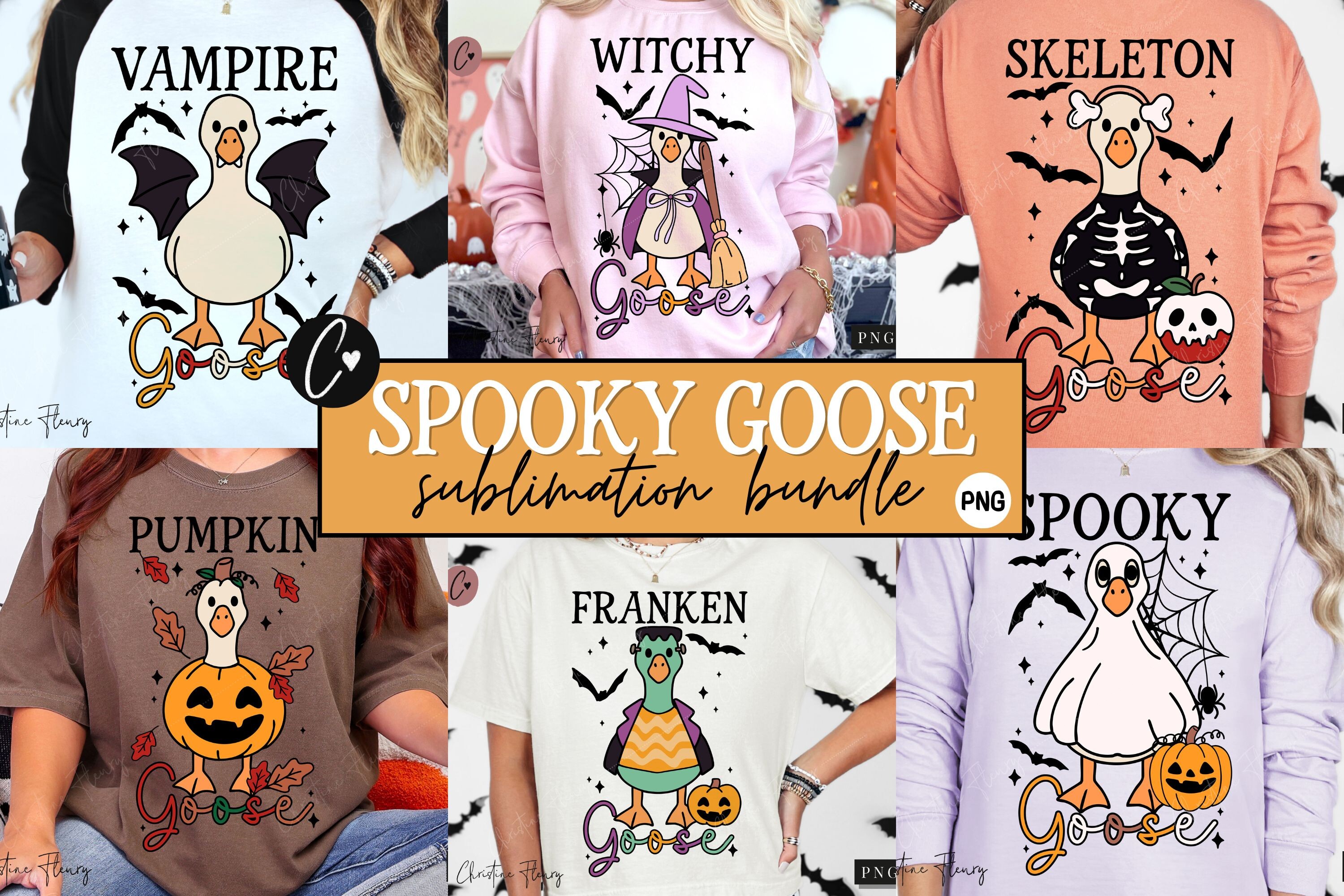 Funny Spooky Goose Halloween PNG Bundle Graphic by Christine Fleury ...
