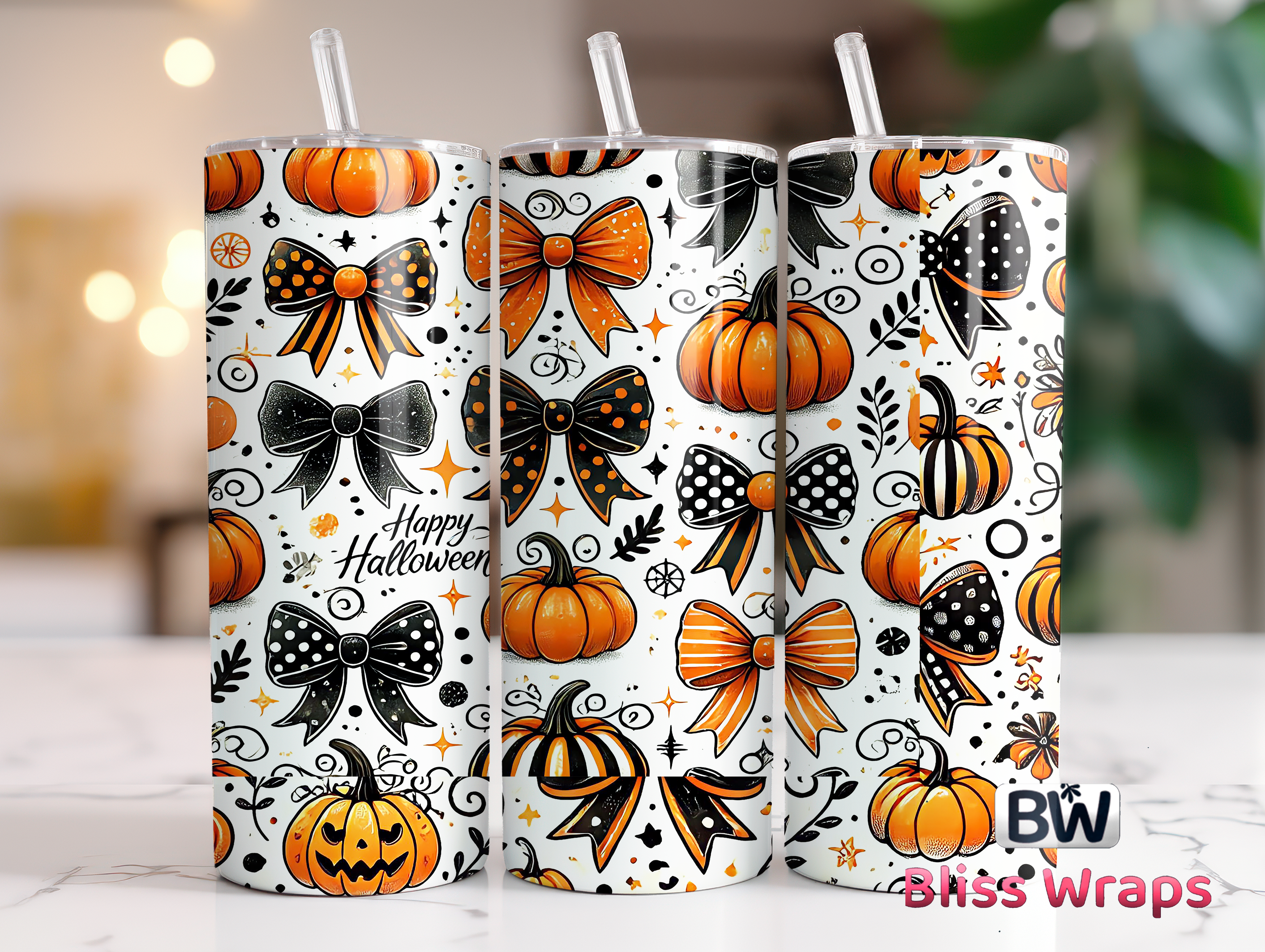 Halloween Pumpkin, Fall Tumbler Wrap Png
