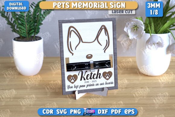 Memorial Frame with Collar Holder CNC SVG stepped-recess variant E