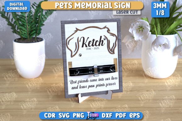 Memorial Frame with Collar Holder CNC SVG scalloped variant D