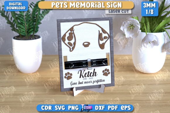 Memorial Frame with Collar Holder CNC SVG double-border variant C