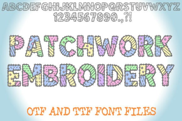 Patchwork Embroidery Decorative Font By squeebcreative