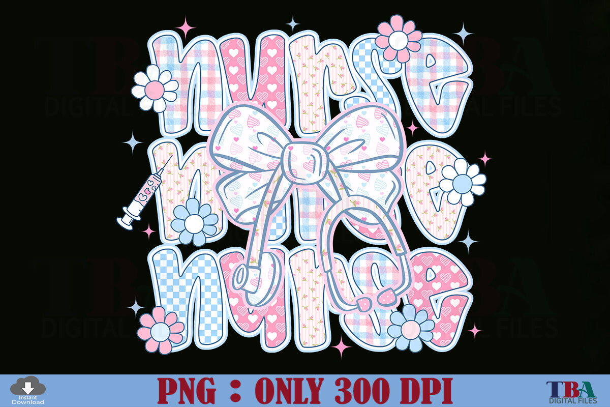 Preppy Nurse PNG Coquette Bow Floral PNG Graphic by TBA Digital Files ...