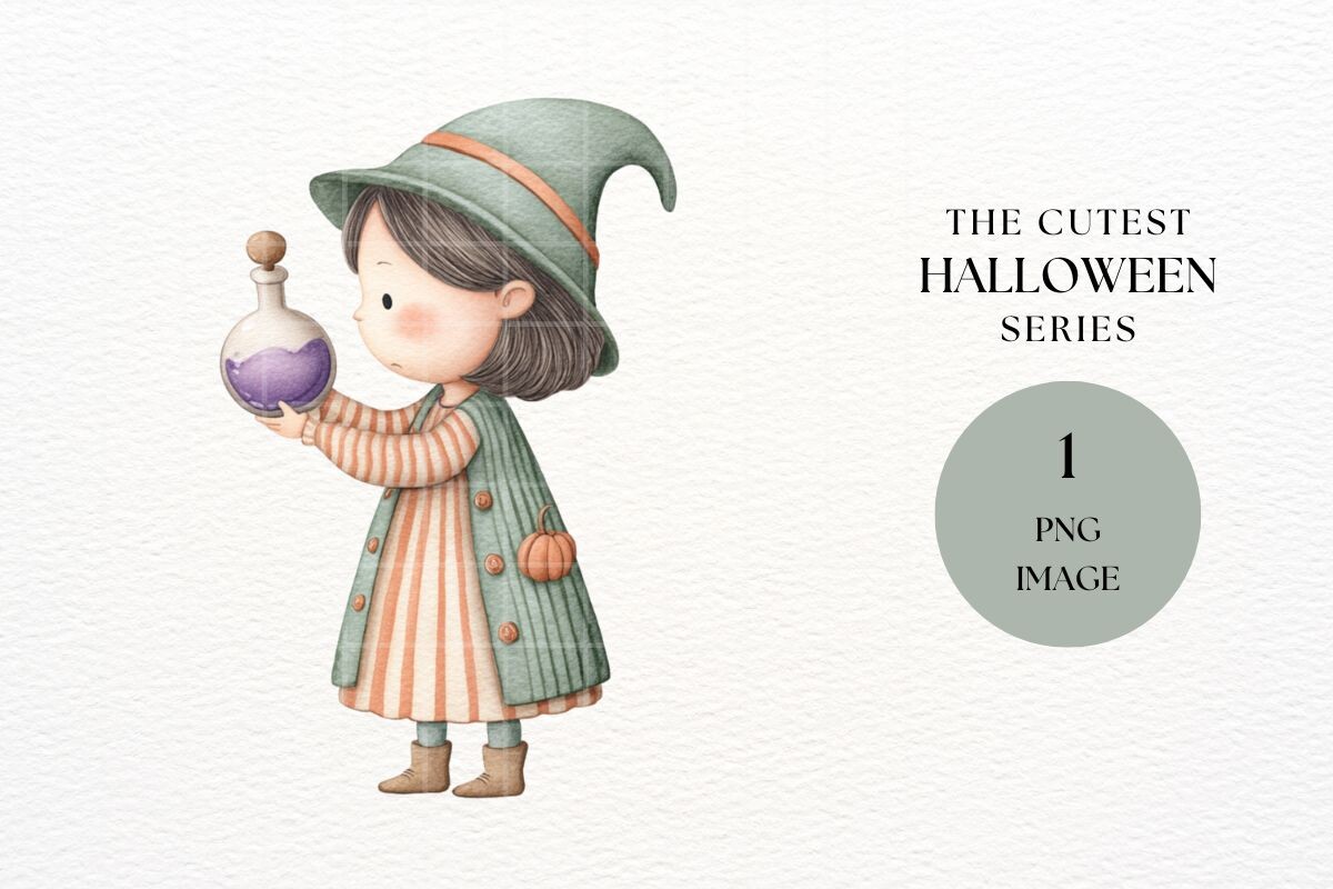 Pumpkin Witch with Potion PNG Graphic by Ikota Design · Creative Fabrica