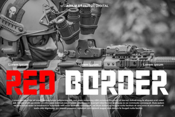 Red Border Stencil Font PNG with transparent background - Preview 1