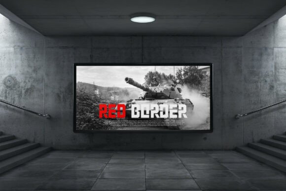 Red Border Stencil Font PNG with transparent background - Preview 3