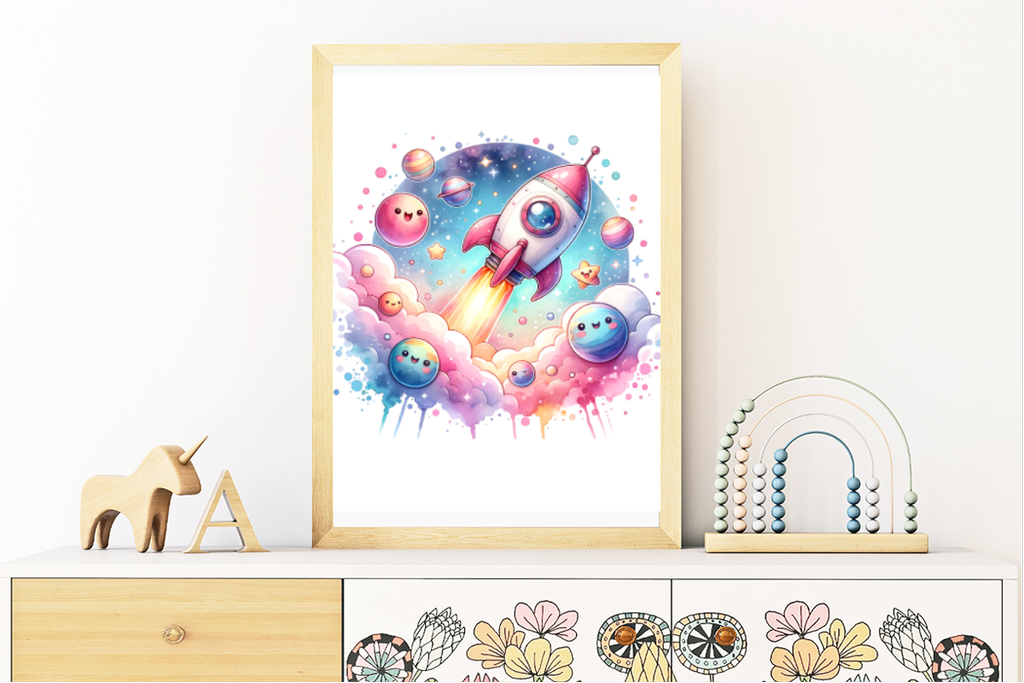 Rocket Ship Nursery Art