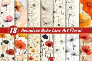 Seamless Boho Line Art Floral Background Graphic by Precision Patterns ...