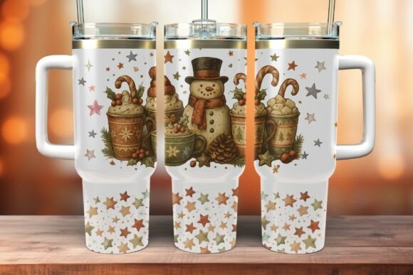 Vintage Snowman Coffee Christmas 40 Oz