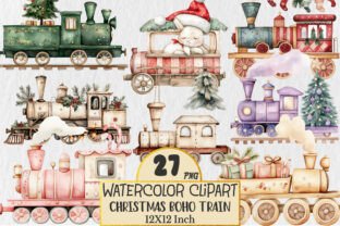 Christmas Boho Train Clipart