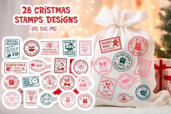 Christmas Mail Stamp SVG Bundle