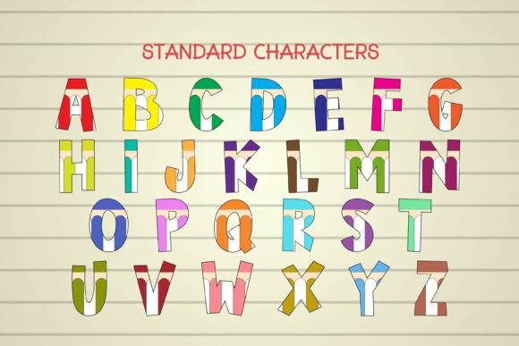 Color Pencils Font PNG with transparent background - Preview 1