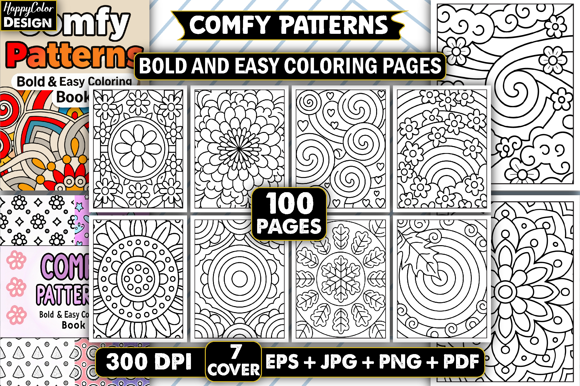 Comfy Patterns Bold & Easy Coloring Book