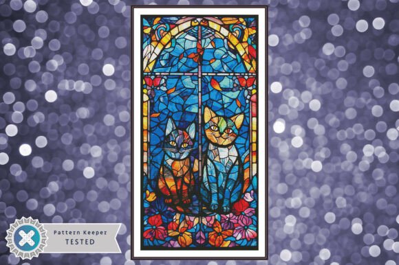 Cross Stitch Chart PDF Stained Glass Cat