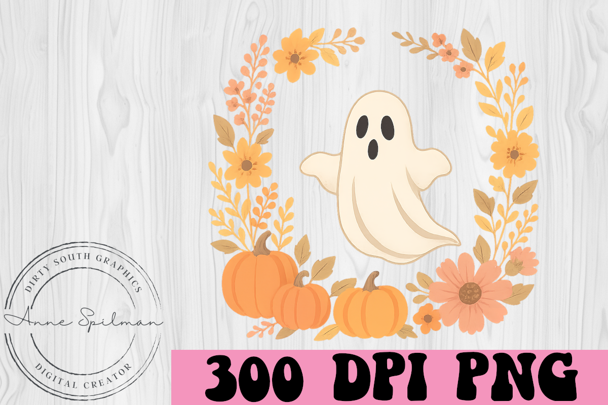 Floral Ghost Wreath Graphic by Dirty South Graphics · Creative Fabrica