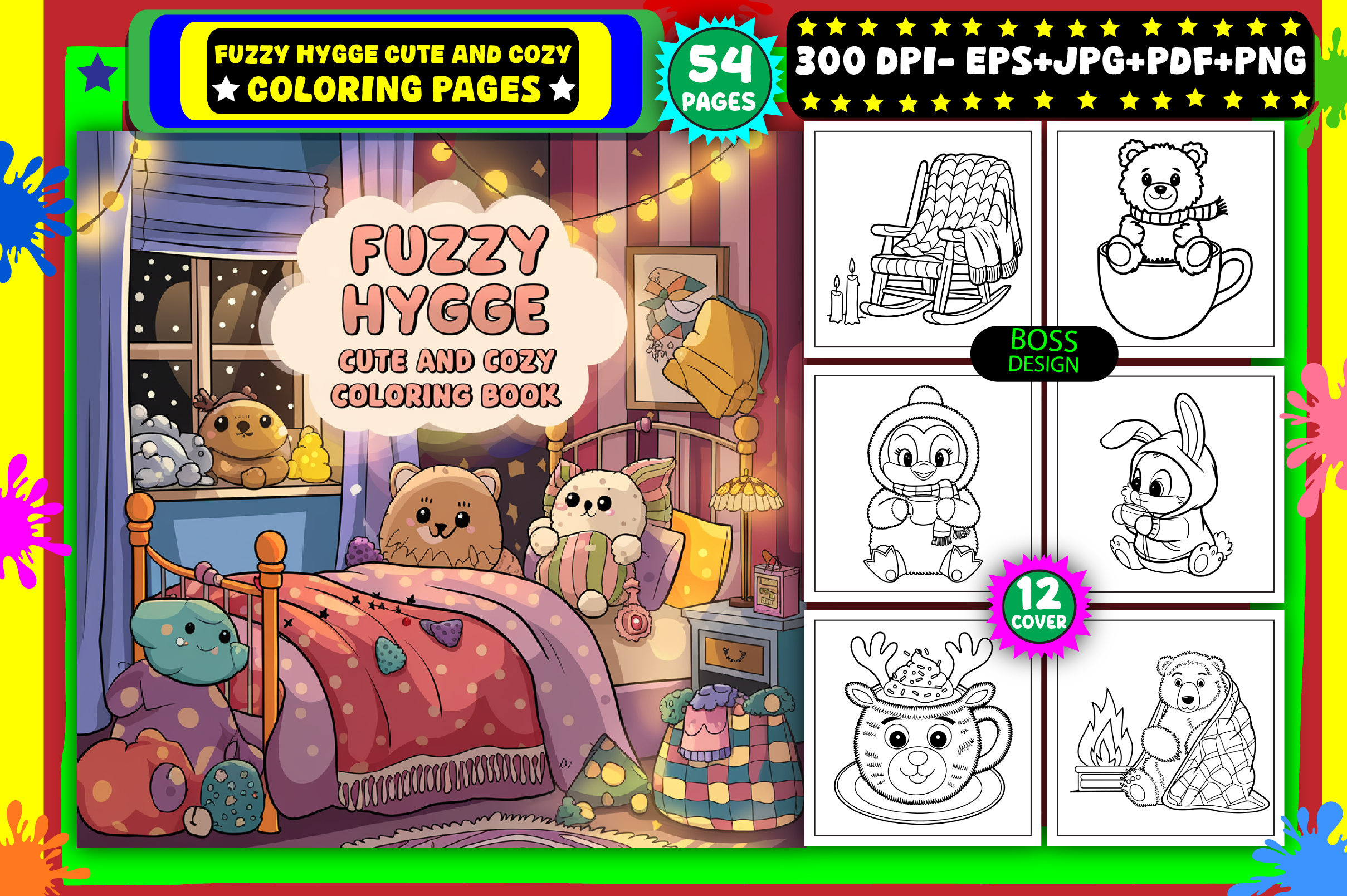 Fuzzy Hygge Cozy Coloring Pages