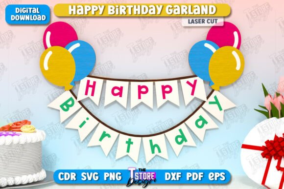 Happy Birthday Garland Laser Cut | CNC