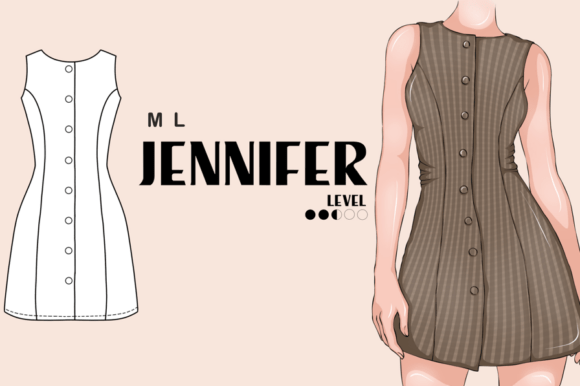 Jennifer Dress Women Pattern PDF M L