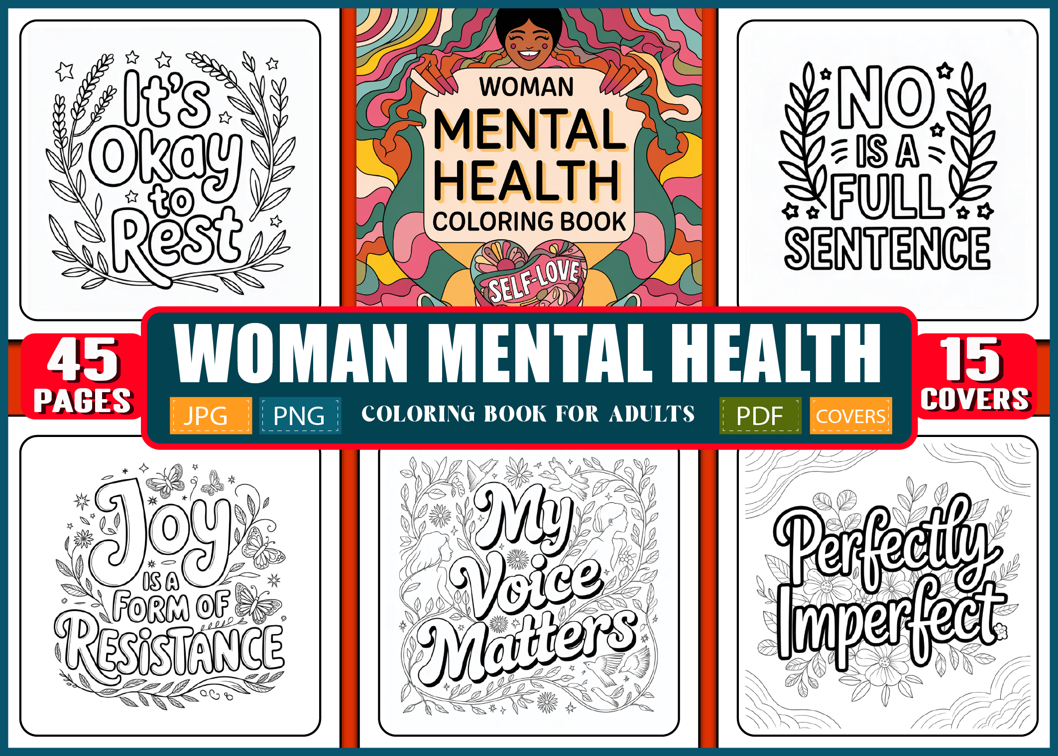 Adult- Woman Mental Health Coloring Book
