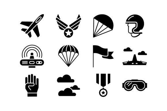 Air Force & Aviation Icon Set EPS