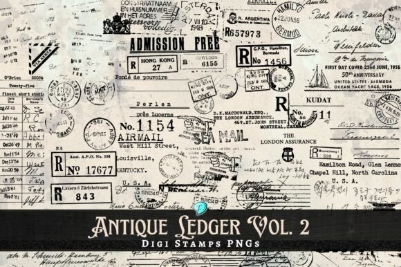 Antique Ledger Digi Stamps Vol. 2