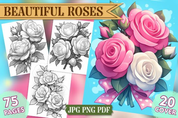 Beautiful Roses Coloring Pages, Vol- 01