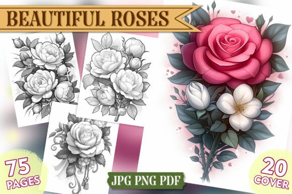Beautiful Roses Coloring Pages, Vol- 02