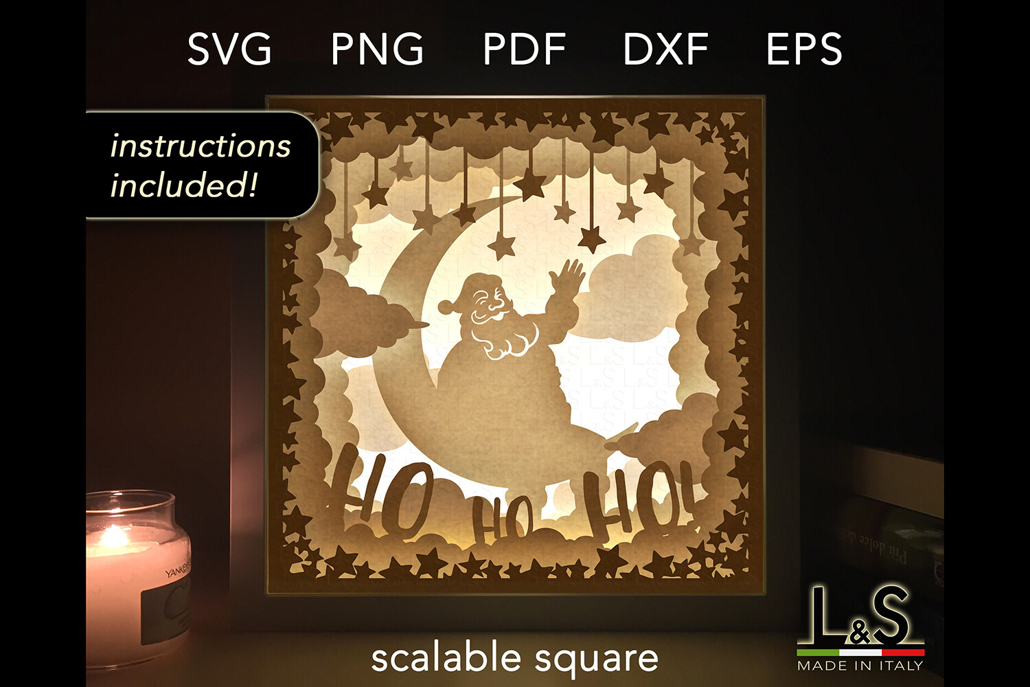 Christmas Santa Shadow Box SVG