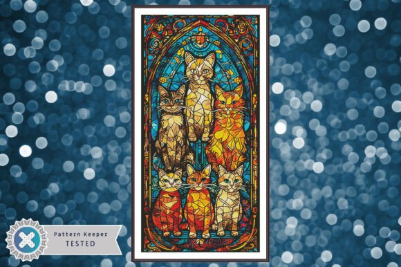 Cross Stitch Chart PDF Stained Glass Cat