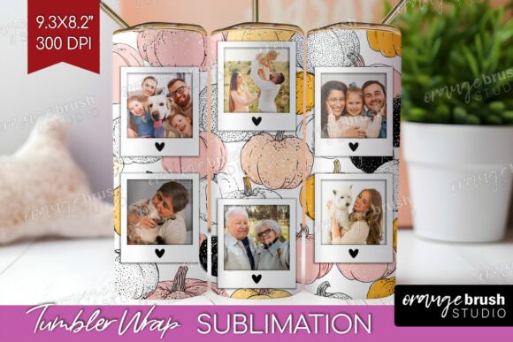 Fall Pumpkin Photo Frame Tumbler PNG