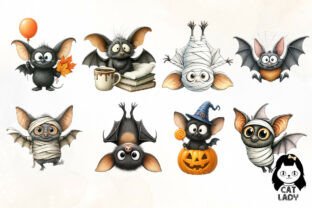 Funny Halloween Bats Clipart Bundle Graphic by Cat Lady · Creative Fabrica