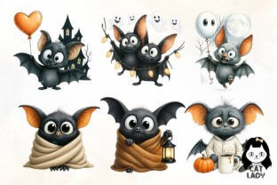 Funny Halloween Bats Clipart Bundle Graphic by Cat Lady · Creative Fabrica