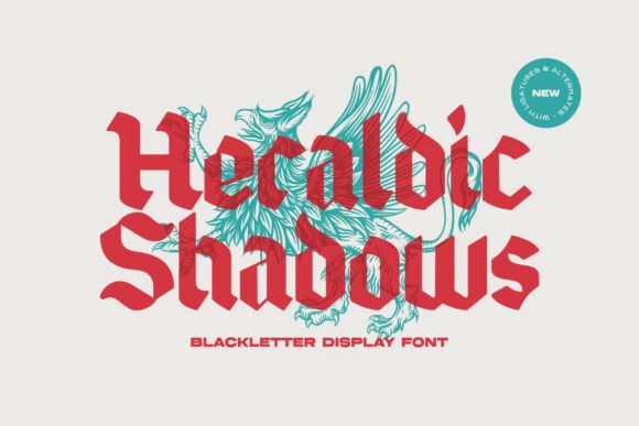 Preview specimen of Heraldic Shadows blackletter font