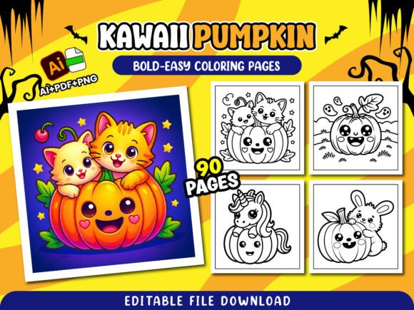 Kawaii Pumpkin Coloring Pages for Kids