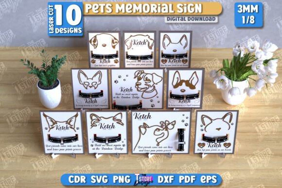 Memorial Frame with Collar Holder Bundle SVG for pet memorial gifts