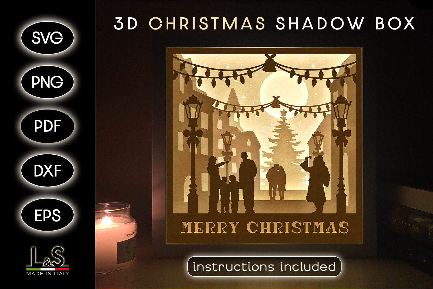 Merry Christmas Shadow Box Template