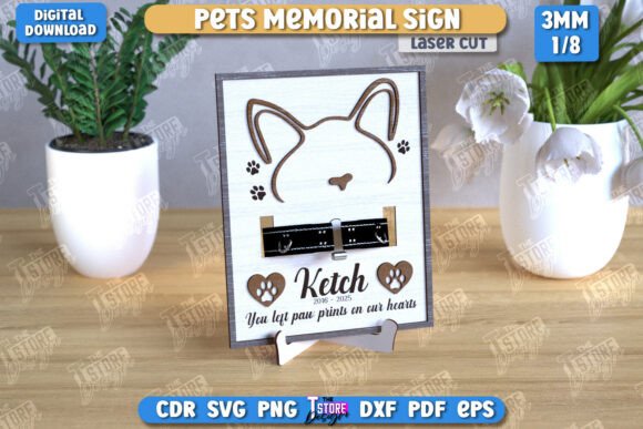 Pets Memorial Sign Laser Cut minimal style 2 SVG for pet loss sympathy keepsakes