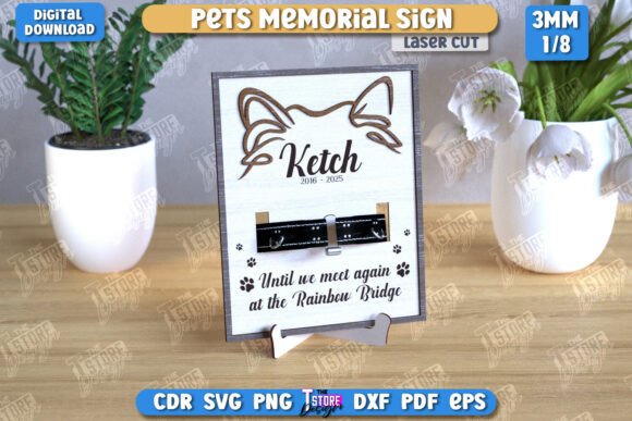 Pets Memorial Sign Laser Cut Pet Loss style 4 floral border SVG for sympathy gifts