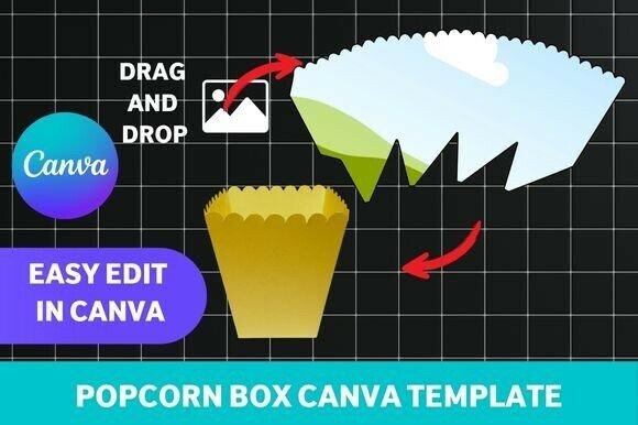 Popcorn Box Canva Template