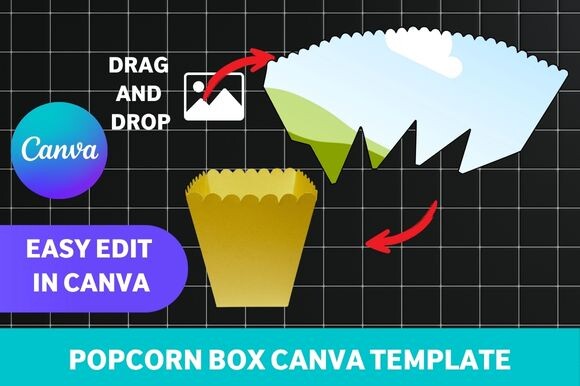 Popcorn Box Canva Template