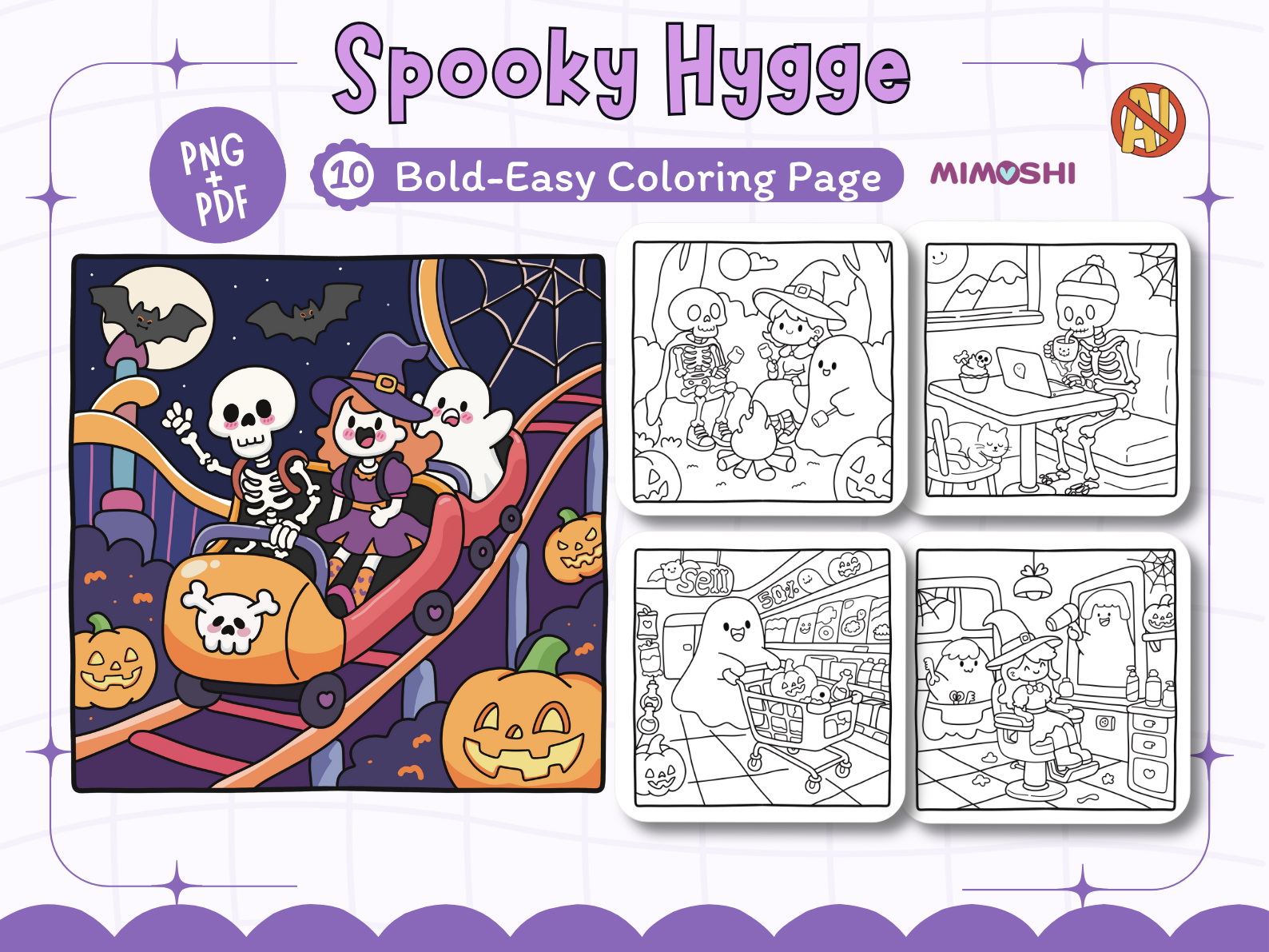 Spooky Hygge Halloween Coloring Pages Graphic by Mimoshi Design ...