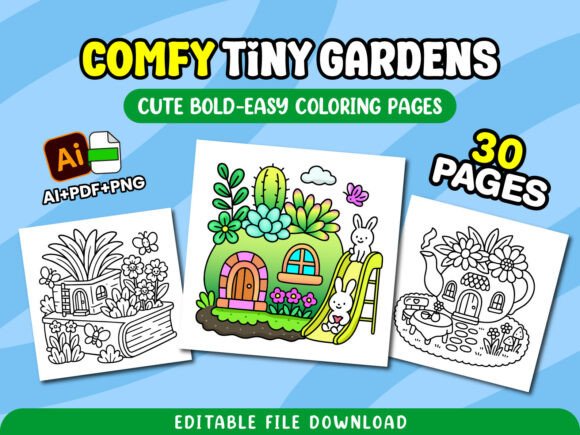 Tiny Gardens Coloring Pages for Adults