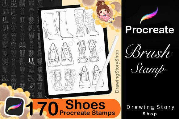 170 Procreate Shoes Stamp Brushes