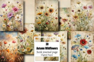Autumn Wildflowers Junk Journal Pages Graphic by Vintage · Creative Fabrica