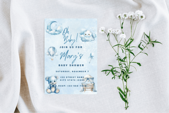 Blue Baby Boy Shower Invite