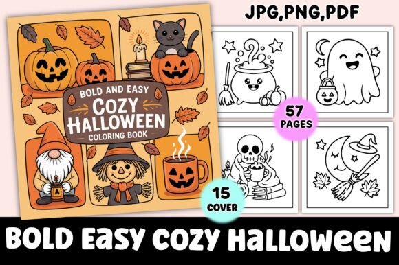 Bold Easy Cozy Halloween Coloring Pages